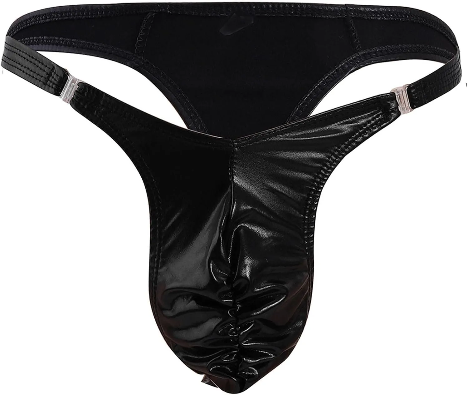 Men's Thongs Faux Leather Briefs Bikini Panties Sissy Lingerie Underwear T-Back Low Rise G-String Gay Underpants