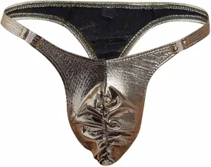 Men's Thongs Faux Leather Briefs Bikini Panties Sissy Lingerie Underwear T-Back Low Rise G-String Gay Underpants