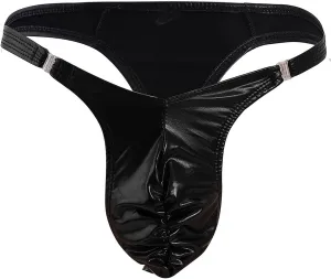 Men's Thongs Faux Leather Briefs Bikini Panties Sissy Lingerie Underwear T-Back Low Rise G-String Gay Underpants