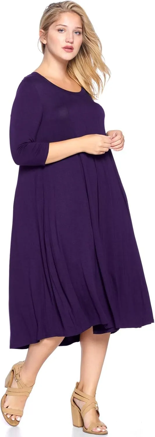 Modern Kiwi Women's Plus Size Long Sleeve Flowy Maxi Dress (1X-4X)