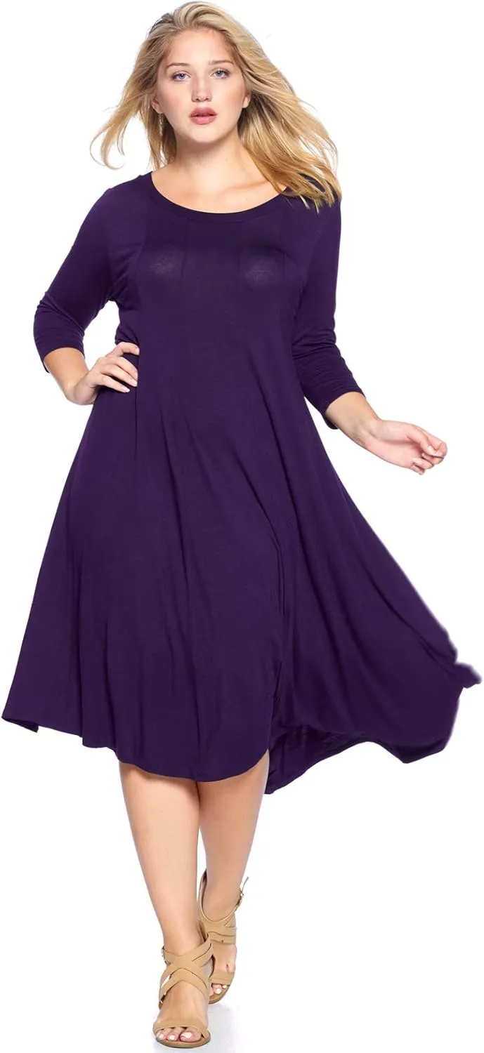 Modern Kiwi Women's Plus Size Long Sleeve Flowy Maxi Dress (1X-4X)