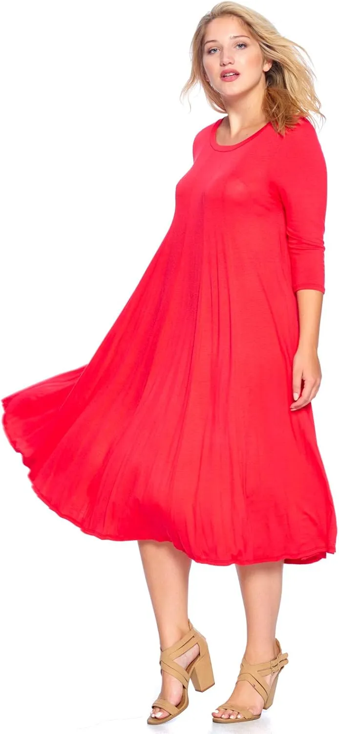 Modern Kiwi Women's Plus Size Long Sleeve Flowy Maxi Dress (1X-4X)