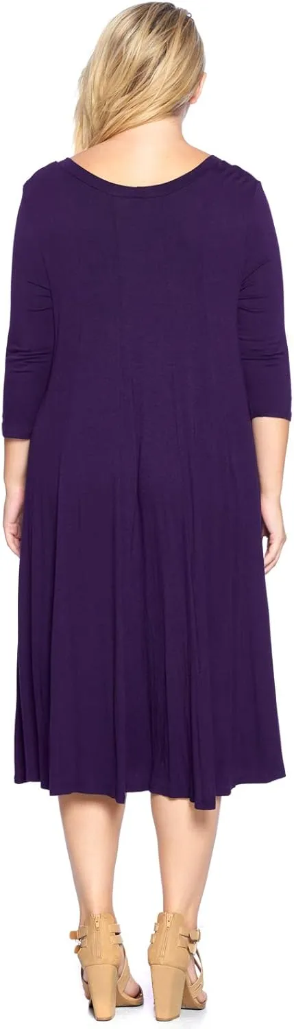 Modern Kiwi Women's Plus Size Long Sleeve Flowy Maxi Dress (1X-4X)