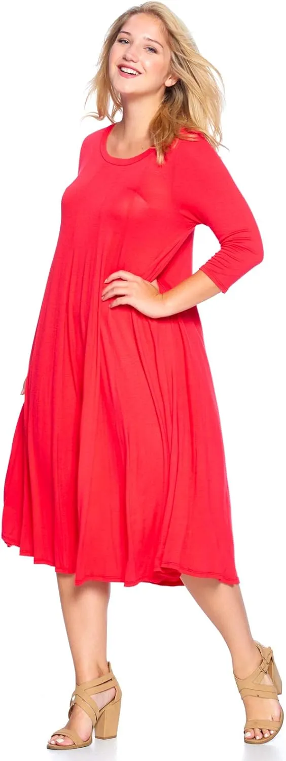 Modern Kiwi Women's Plus Size Long Sleeve Flowy Maxi Dress (1X-4X)