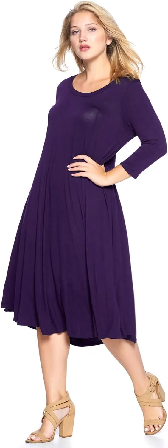 Modern Kiwi Women's Plus Size Long Sleeve Flowy Maxi Dress (1X-4X)