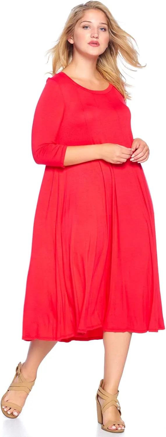 Modern Kiwi Women's Plus Size Long Sleeve Flowy Maxi Dress (1X-4X)