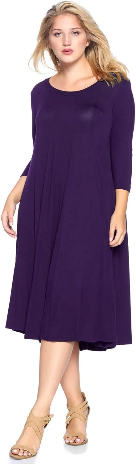 Modern Kiwi Women's Plus Size Long Sleeve Flowy Maxi Dress (1X-4X)
