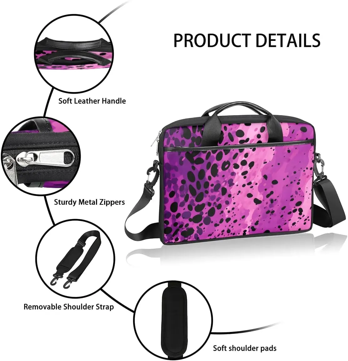 Modern Polka Dots Print 15 Inch Laptop Bag Women Men Laptop Carrying Case