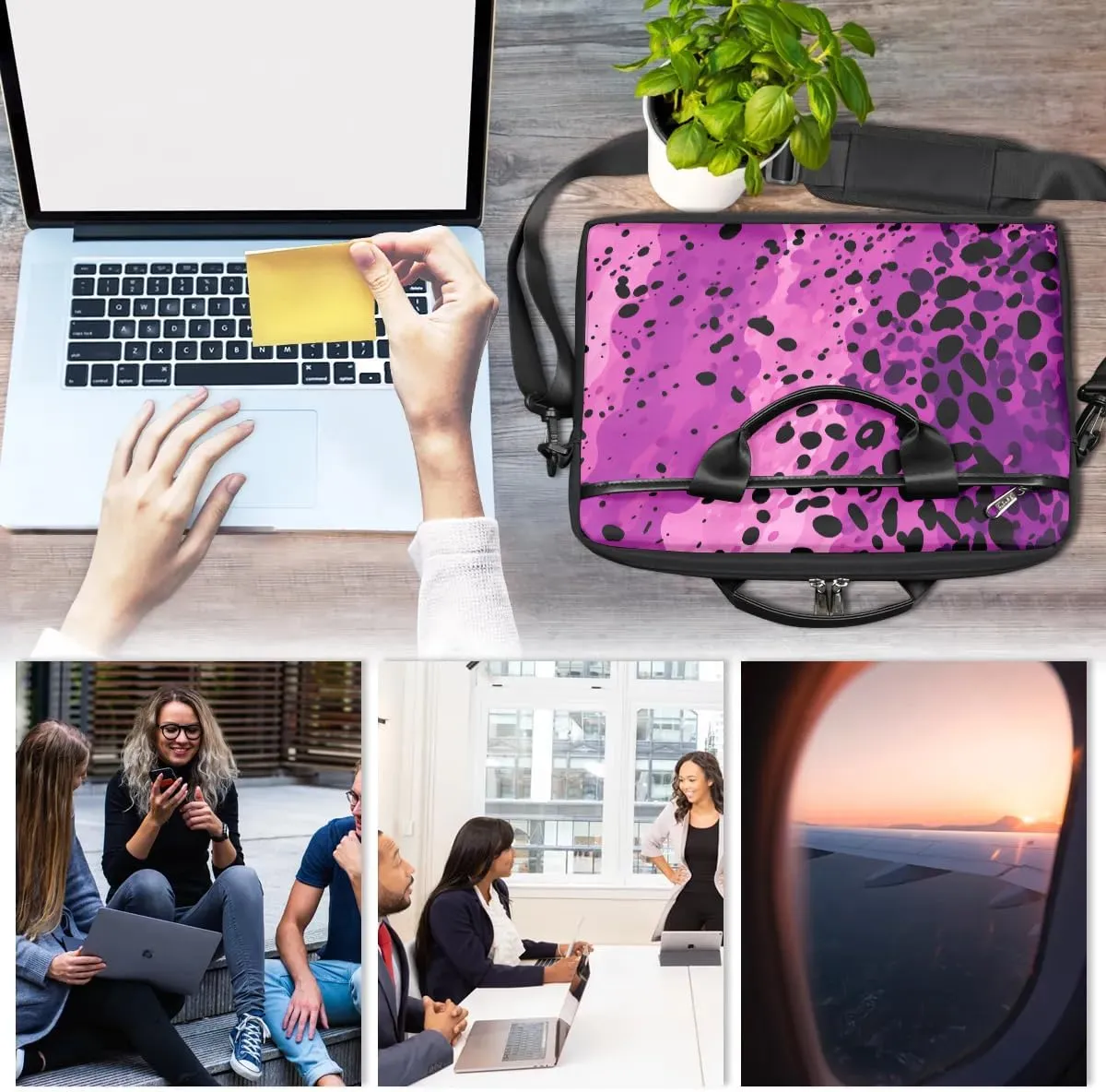 Modern Polka Dots Print 15 Inch Laptop Bag Women Men Laptop Carrying Case