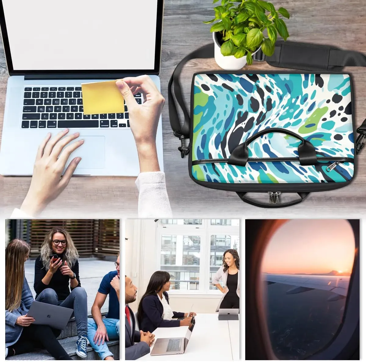 Modern Polka Dots Print 15 Inch Laptop Bag Women Men Laptop Carrying Case