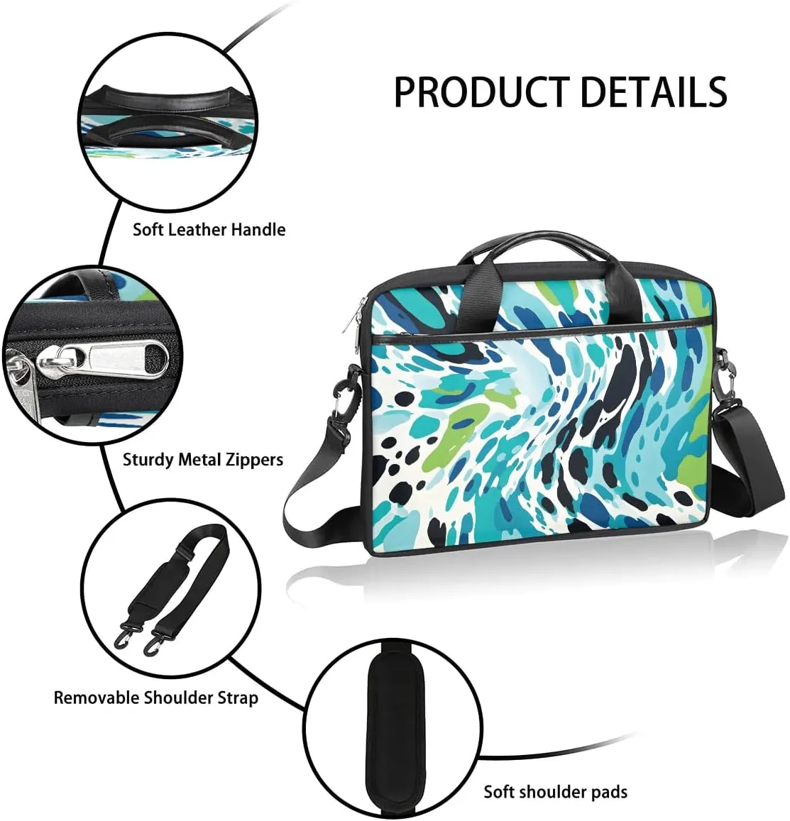 Modern Polka Dots Print 15 Inch Laptop Bag Women Men Laptop Carrying Case
