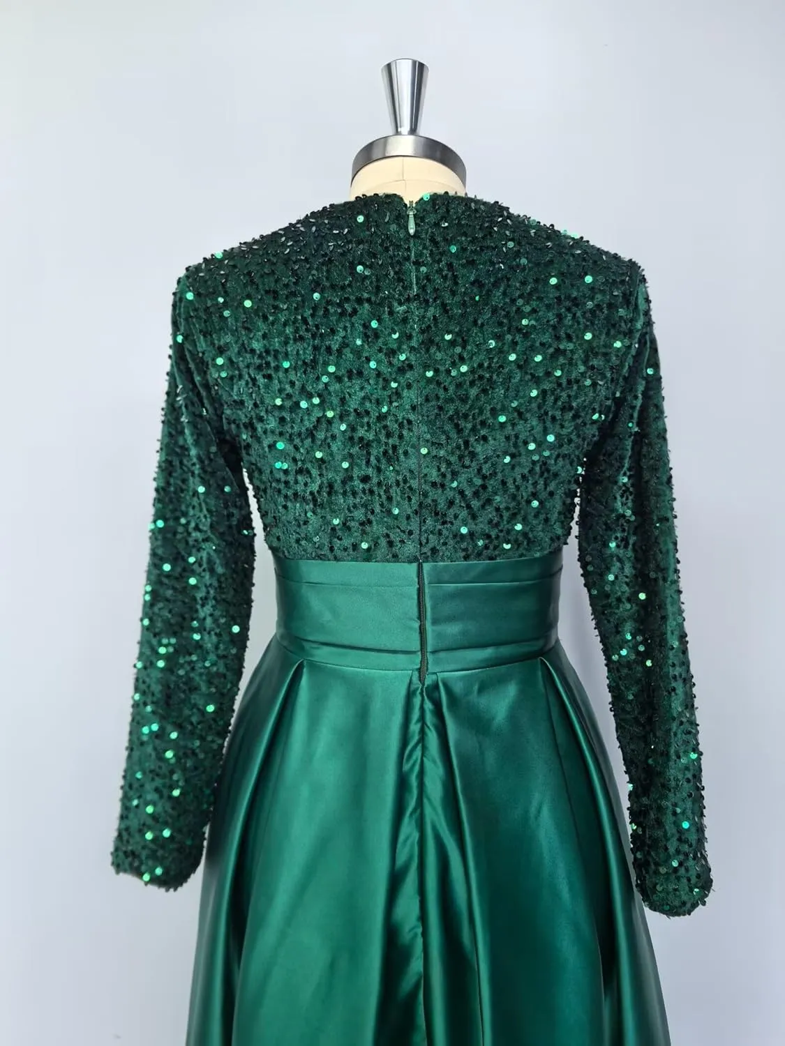 Mother of The Bride Dress for Wedding with Pocket Tea Length Satin Prom Dress Long Sleeve Formal Party Gowns
