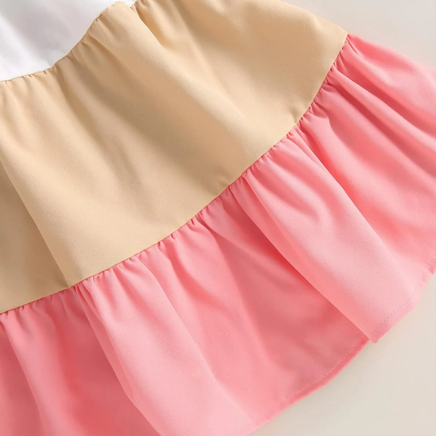 MoZiKQin Toddler Little Baby Girl Dress Suspender Strap Color Block Dresses Princess Beach Summer Sundress with Headband