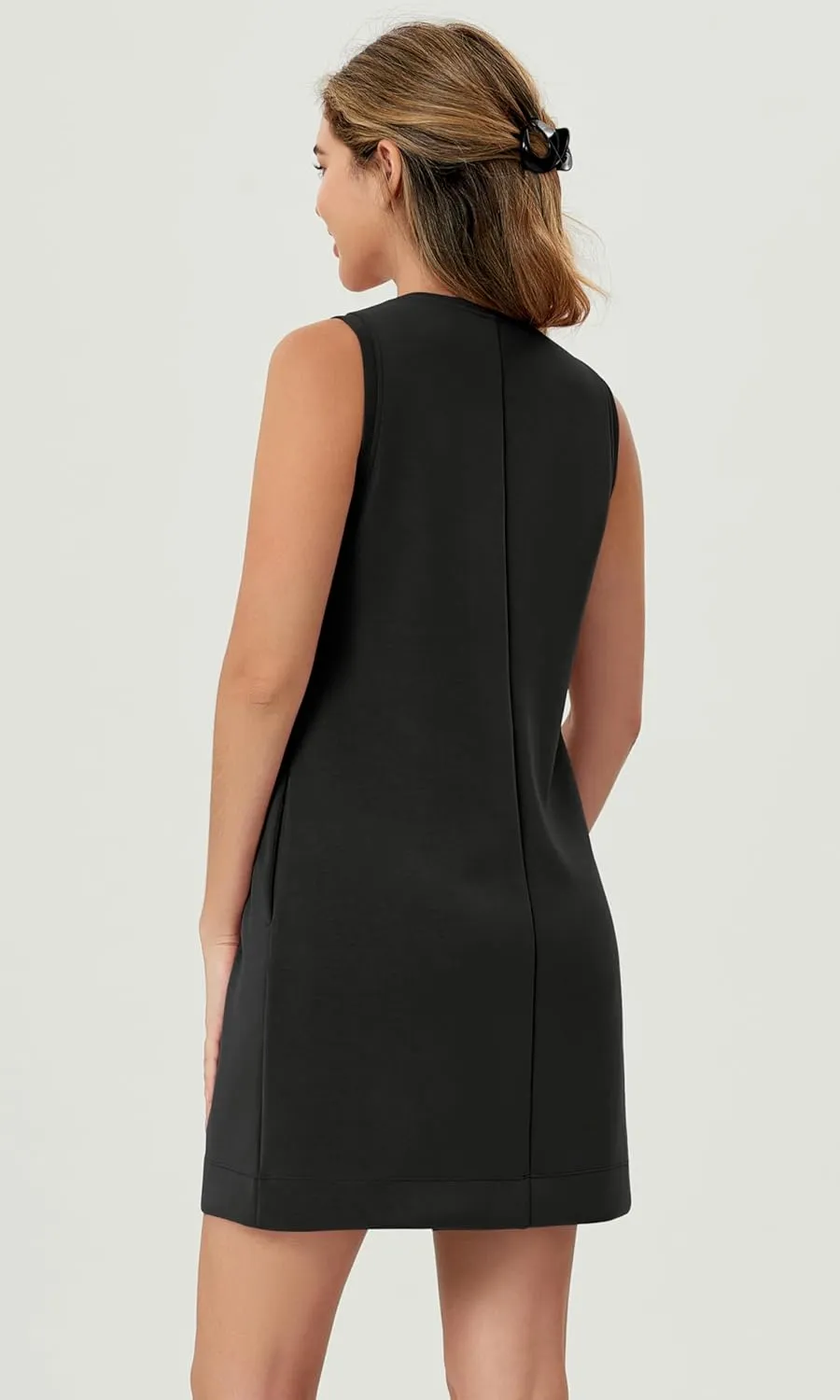 ODODOS Modal Soft V-Neck Tank Dress for Women Sleeveless Sundress Casual Relaxed Summer Dress with Pocket
