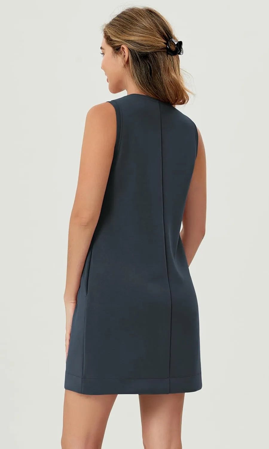 ODODOS Modal Soft V-Neck Tank Dress for Women Sleeveless Sundress Casual Relaxed Summer Dress with Pocket