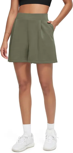 ODODOS Modal Soft Wide Leg Shorts for Women High Waist Casual Relaxed Shorts with Pockets-Inseam 4"/ 6"