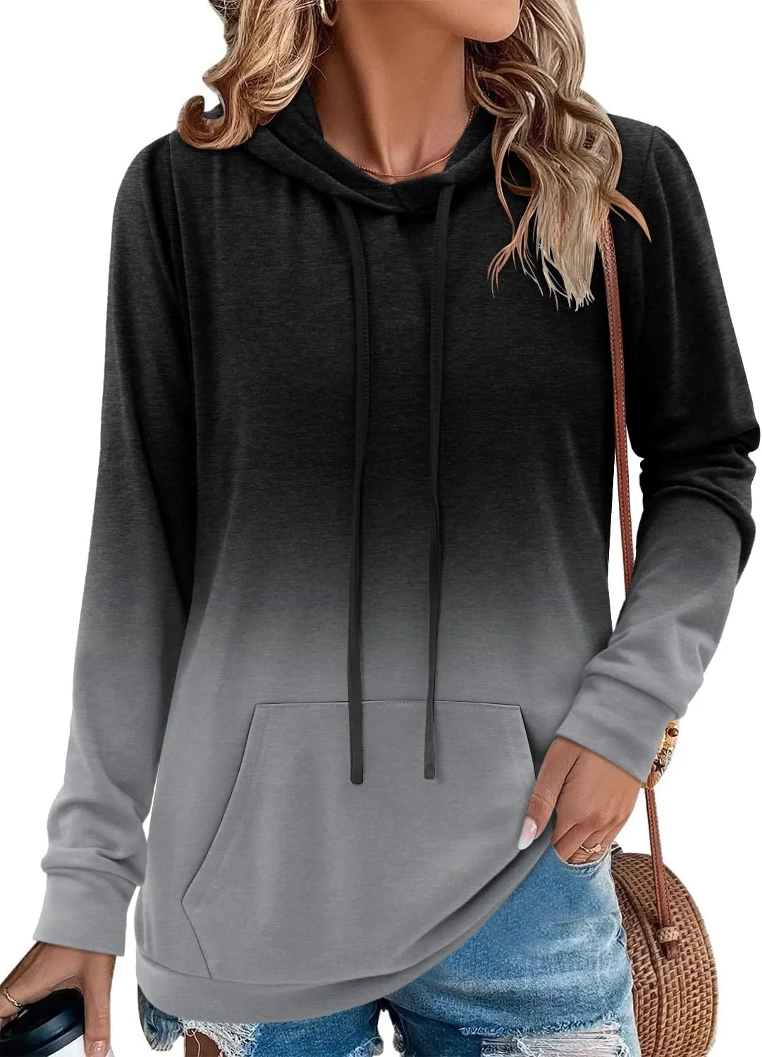 onlypuff Women's Pullover Hoodies Teen Girls Trendy Fall Fashion Tops Hooded Sweatshirts