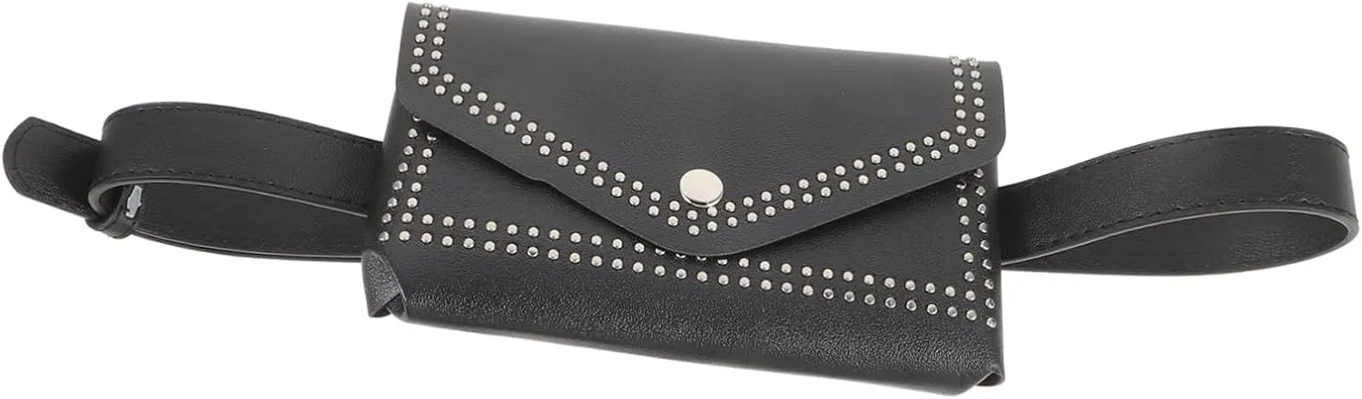 PartyKindom Stylish Belt Bag for Women Fashion Waist Pack Punk Theme Belt Bag Leather Strap