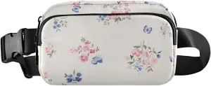 Pastel Romantic Floral Crossbody Bag for Women, Adjustable Belt Bag Fanny Packs, Fashion Waist Packs for Travel Running Workout
