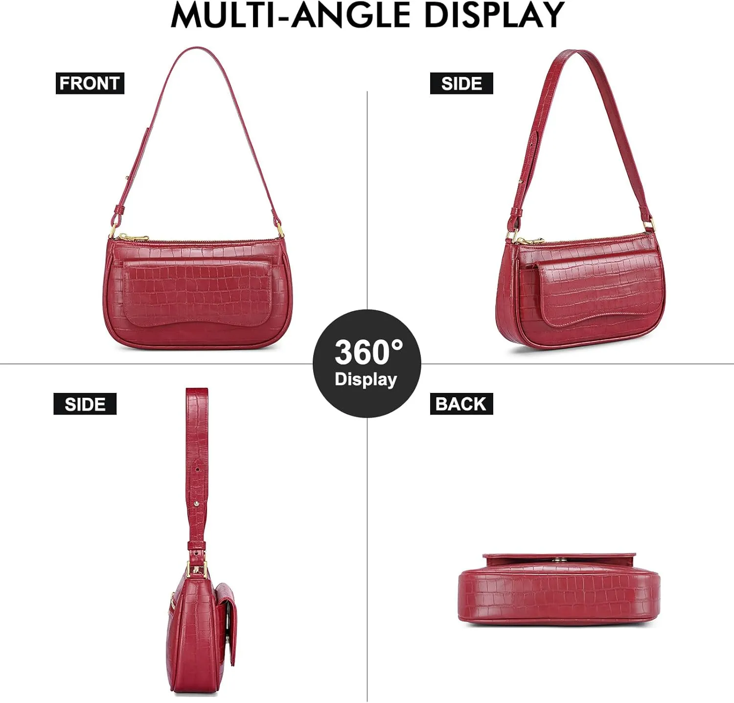 Peacocktion Shoulder Bag for Women Trendy Small Vegan Leather Crossbody Purses Handbags