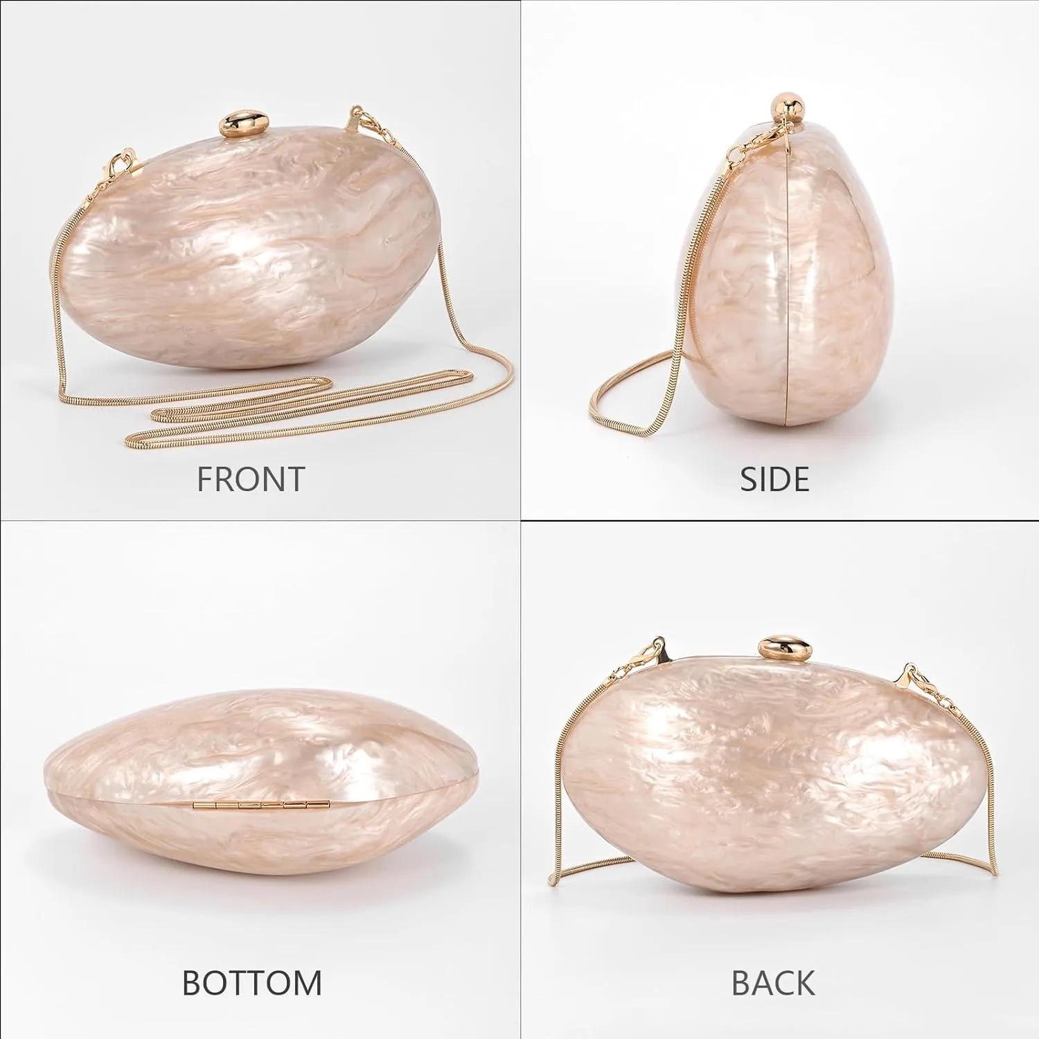 Pearl Clutch Purses For Women,Shell Acrylic Handbags Evening Bag Purse Small Shoulder Crossbody Bags Wedding Designer