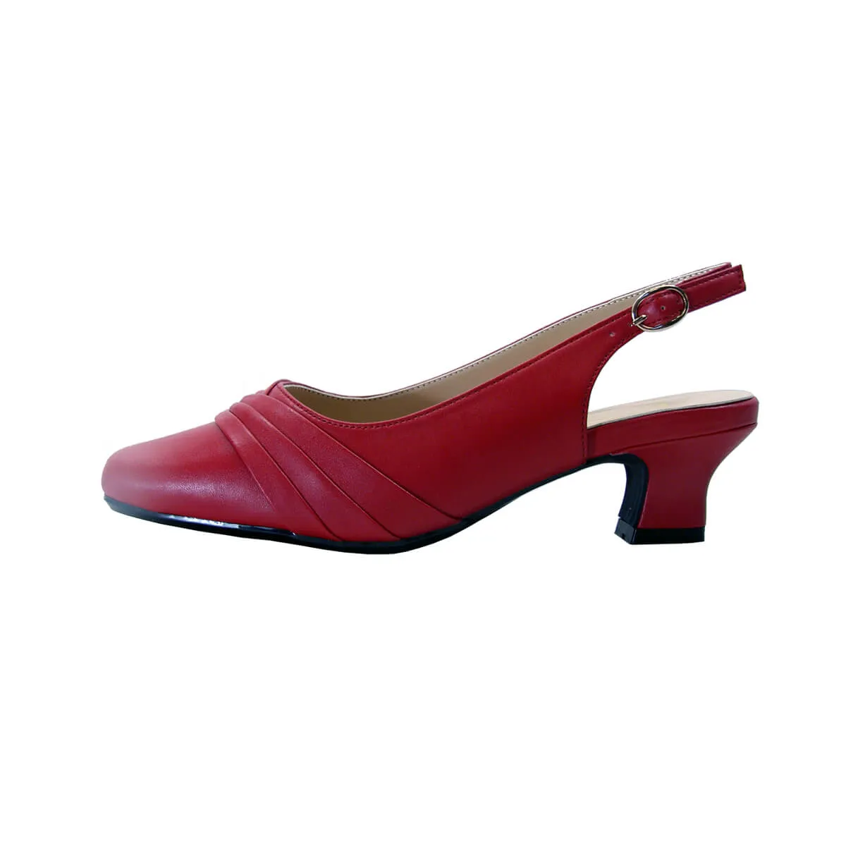 PEERAGE Mabel Women's Wide Width Leather Low Heel Slingback Pumps