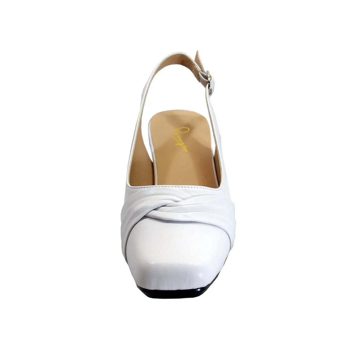 PEERAGE Mabel Women's Wide Width Leather Low Heel Slingback Pumps