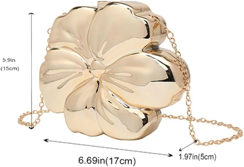 Pocadri Womens Acrylic Evening Clutch Chic Star Flower Shoulder Crossbody Bag Handbag Purse with Chain Party Wedding