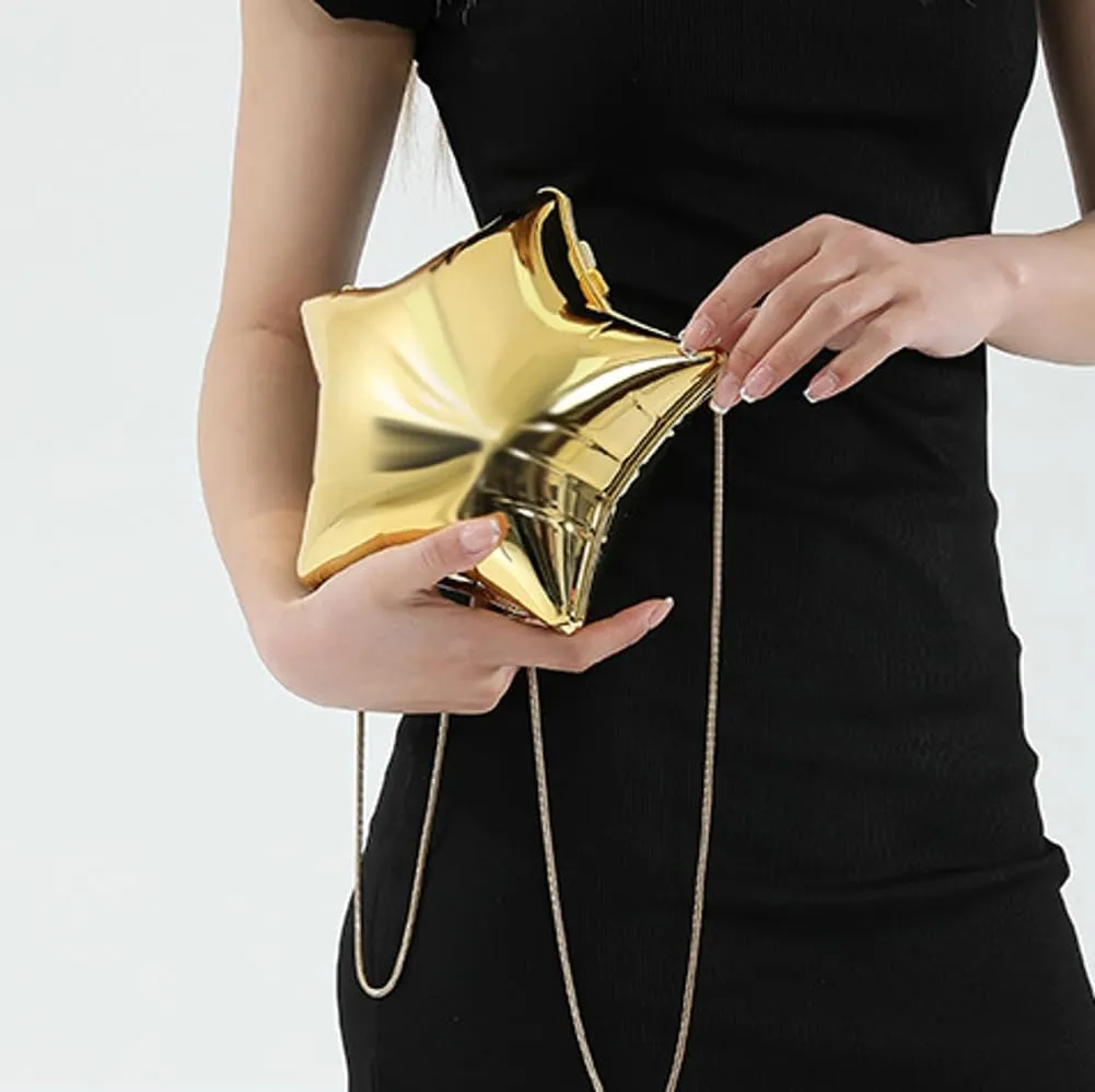 Pocadri Womens Acrylic Evening Clutch Chic Star Flower Shoulder Crossbody Bag Handbag Purse with Chain Party Wedding