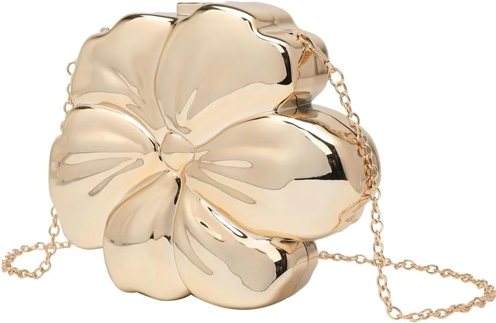 Pocadri Womens Acrylic Evening Clutch Chic Star Flower Shoulder Crossbody Bag Handbag Purse with Chain Party Wedding