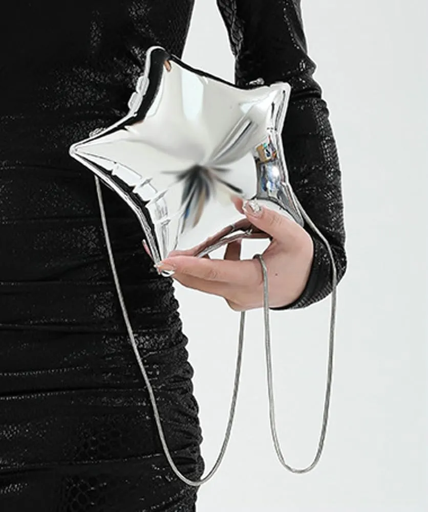 Pocadri Womens Acrylic Evening Clutch Chic Star Flower Shoulder Crossbody Bag Handbag Purse with Chain Party Wedding