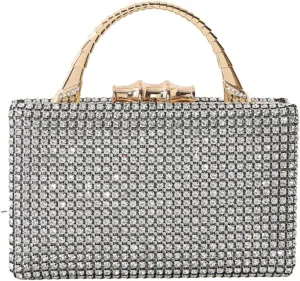 Pocadri Womens Evening Bag Handbag Rhinestone Crystal Clutch Purses Elegant Formal Party Bridal Clutch with Chain Wedding