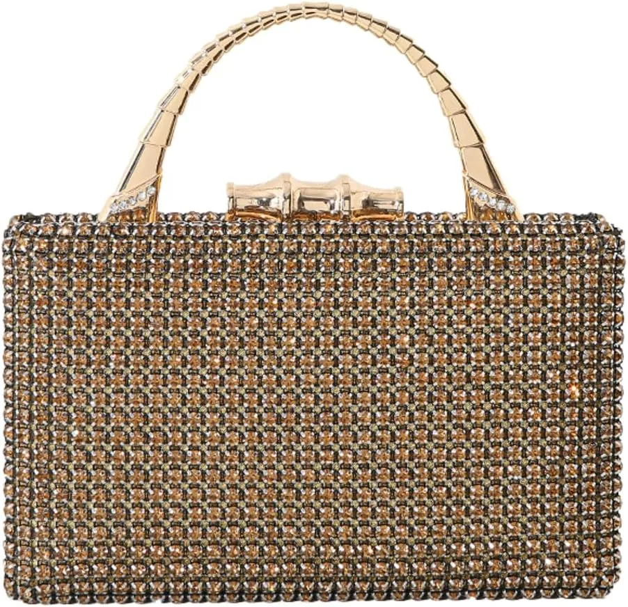 Pocadri Womens Evening Bag Handbag Rhinestone Crystal Clutch Purses Elegant Formal Party Bridal Clutch with Chain Wedding