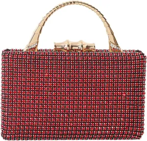 Pocadri Womens Evening Bag Handbag Rhinestone Crystal Clutch Purses Elegant Formal Party Bridal Clutch with Chain Wedding
