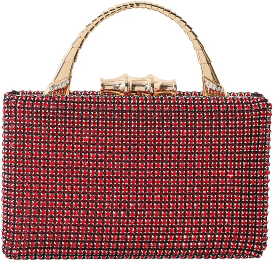 Pocadri Womens Evening Bag Handbag Rhinestone Crystal Clutch Purses Elegant Formal Party Bridal Clutch with Chain Wedding