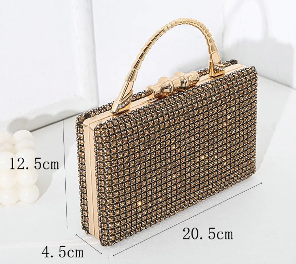 Pocadri Womens Evening Bag Handbag Rhinestone Crystal Clutch Purses Elegant Formal Party Bridal Clutch with Chain Wedding