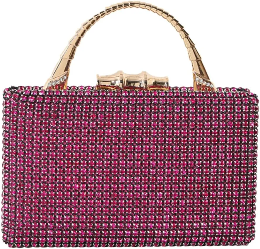 Pocadri Womens Evening Bag Handbag Rhinestone Crystal Clutch Purses Elegant Formal Party Bridal Clutch with Chain Wedding
