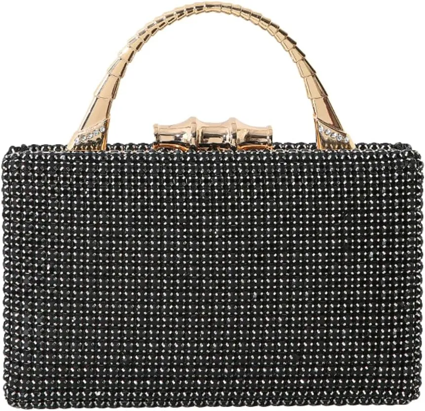 Pocadri Womens Evening Bag Handbag Rhinestone Crystal Clutch Purses Elegant Formal Party Bridal Clutch with Chain Wedding