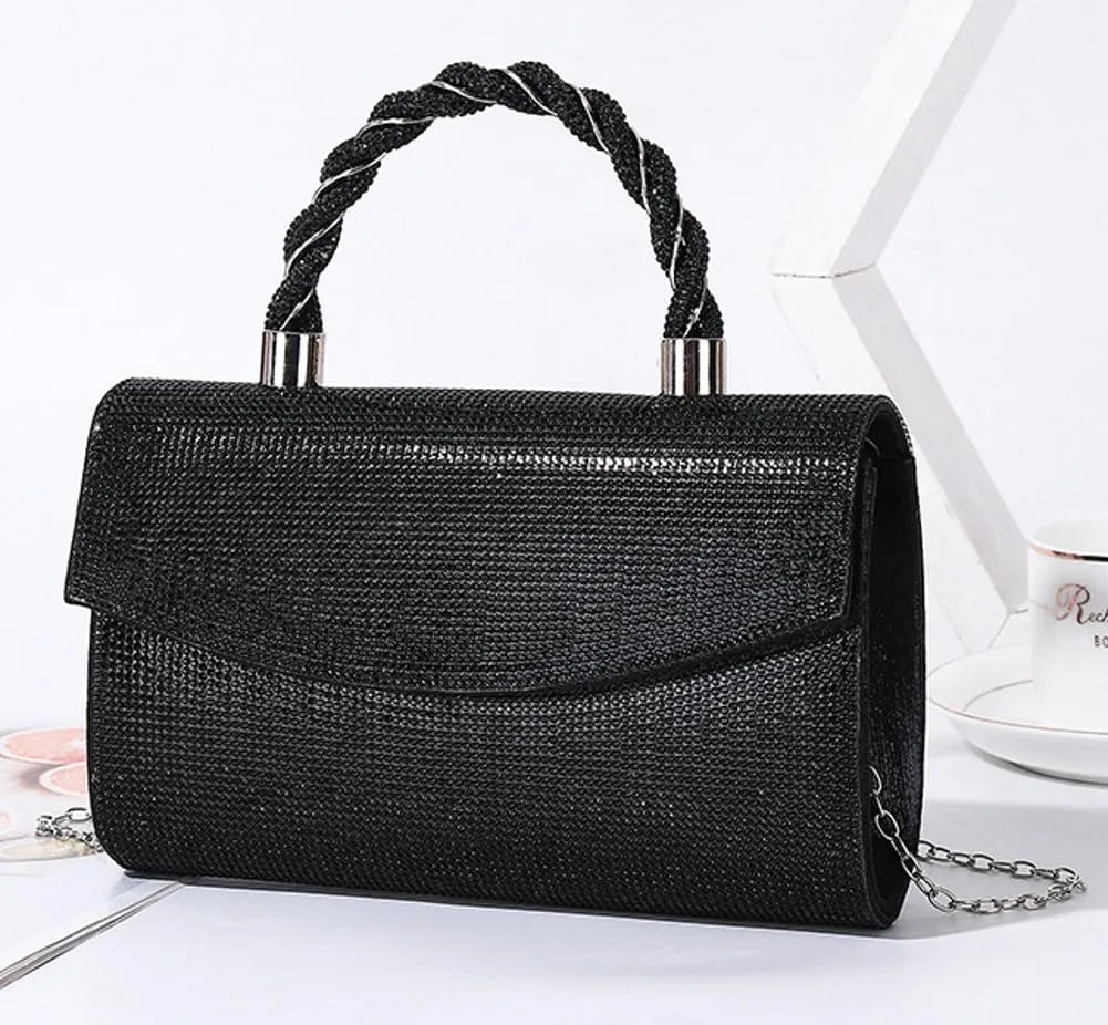 Pocadri Womens Rhinestone Clutch Sparkly Glitter Evening Bags Shoulder Crossbody Bag Handbag Purse with Chain Dinner Wedding