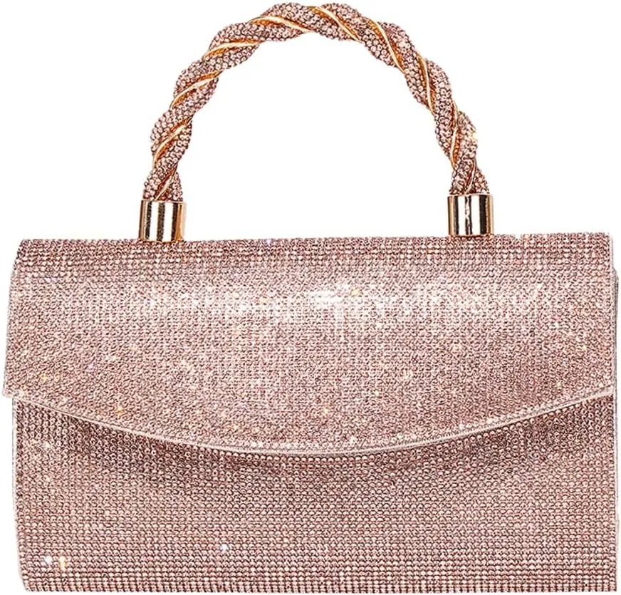 Pocadri Womens Rhinestone Clutch Sparkly Glitter Evening Bags Shoulder Crossbody Bag Handbag Purse with Chain Dinner Wedding