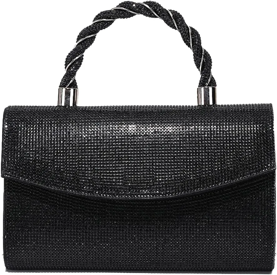 Pocadri Womens Rhinestone Clutch Sparkly Glitter Evening Bags Shoulder Crossbody Bag Handbag Purse with Chain Dinner Wedding