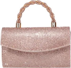 Pocadri Womens Rhinestone Clutch Sparkly Glitter Evening Bags Shoulder Crossbody Bag Handbag Purse with Chain Dinner Wedding
