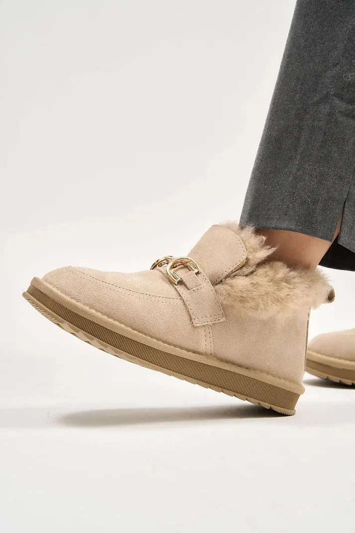 Puff Buckle Beige   Nestle Beige