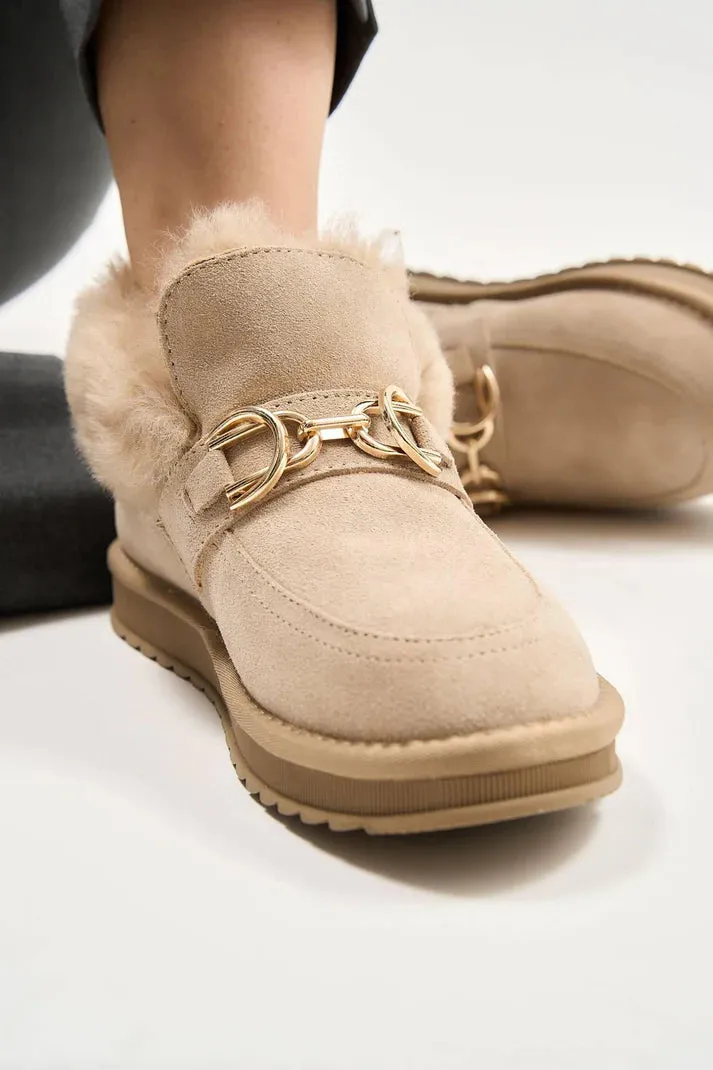 Puff Buckle Beige   Nestle Beige