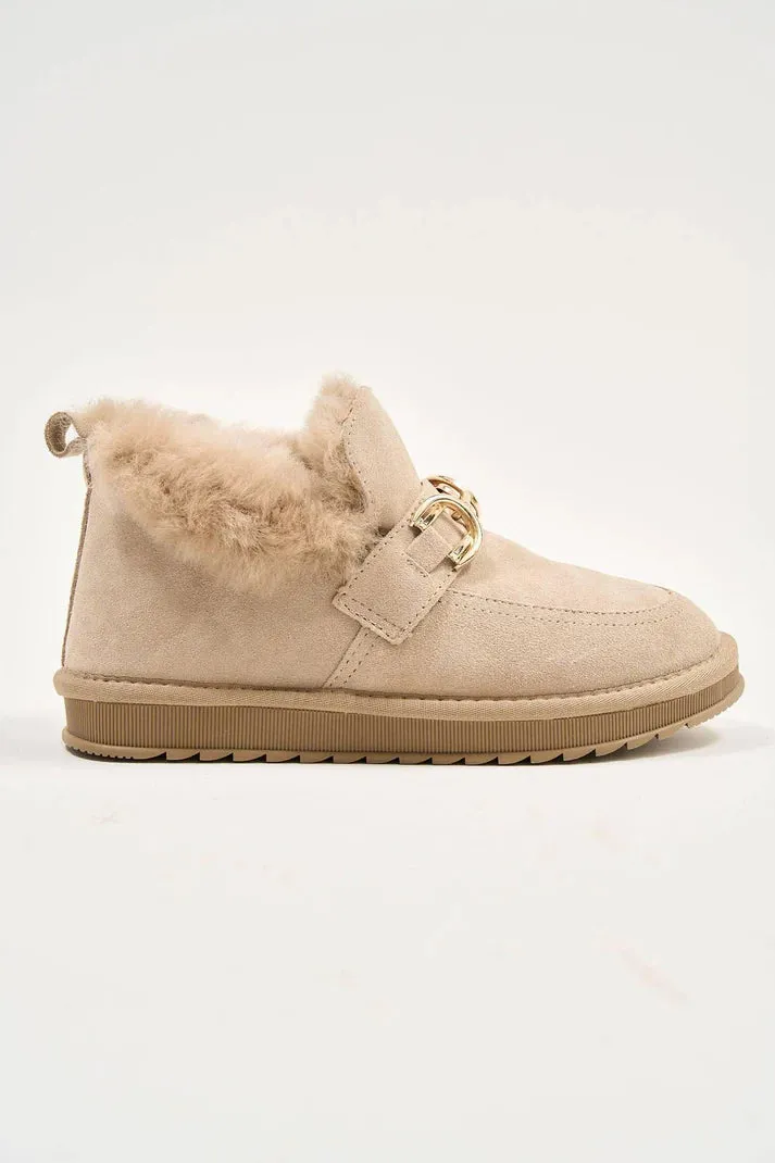 Puff Buckle Beige   Nestle Beige