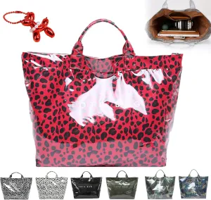 PVC Tote Bag Women's Letters Print Tote Bag Large Kraft Paper Tote Bag Carry All Bag Top Handle Clear Hobo Handbag