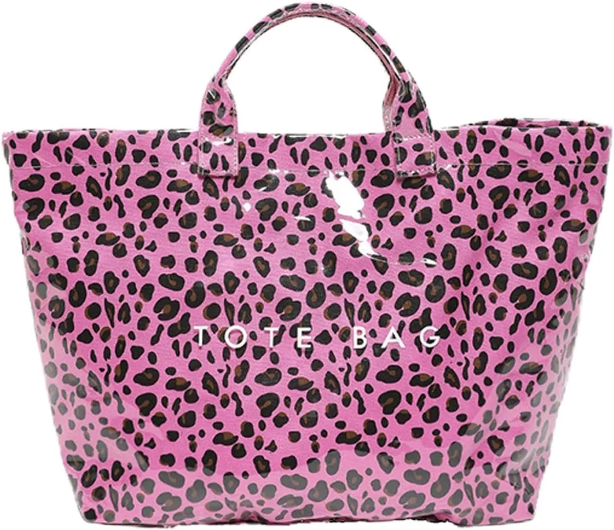 PVC Tote Bag Women's Letters Print Tote Bag Large Kraft Paper Tote Bag Carry All Bag Top Handle Clear Hobo Handbag