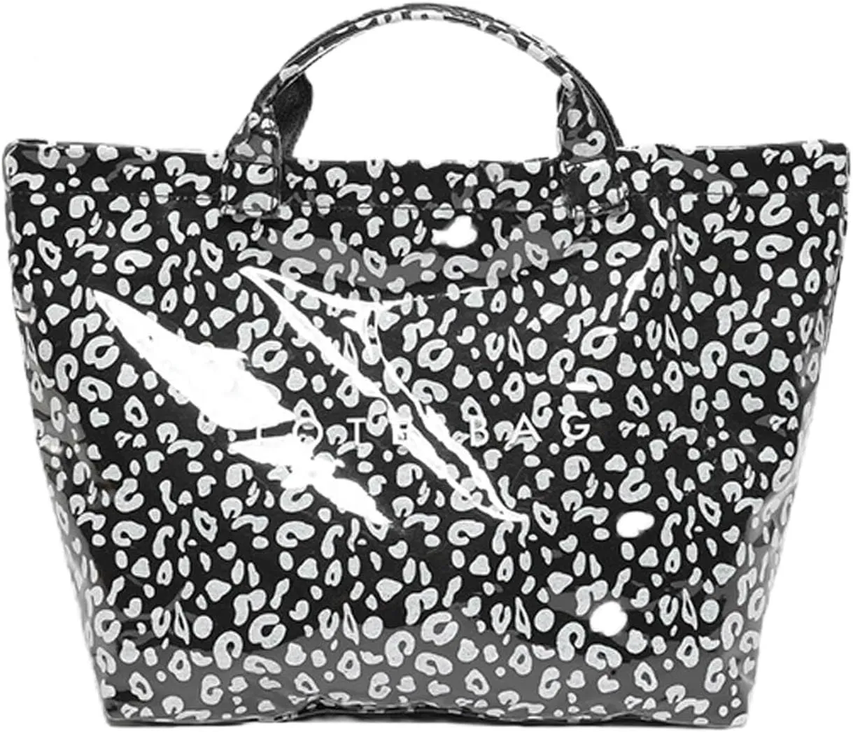 PVC Tote Bag Women's Letters Print Tote Bag Large Kraft Paper Tote Bag Carry All Bag Top Handle Clear Hobo Handbag