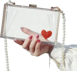 RAN Banquet Evening Bag Women's Clutch Acrylic Purse for Women Metal Chain Shoulder Party Day Clutch, Flap Design