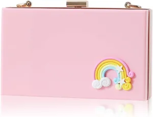 RAN Banquet Evening Bag Women's Clutch Acrylic Purse for Women Metal Chain Shoulder Party Day Clutch, Flap Design
